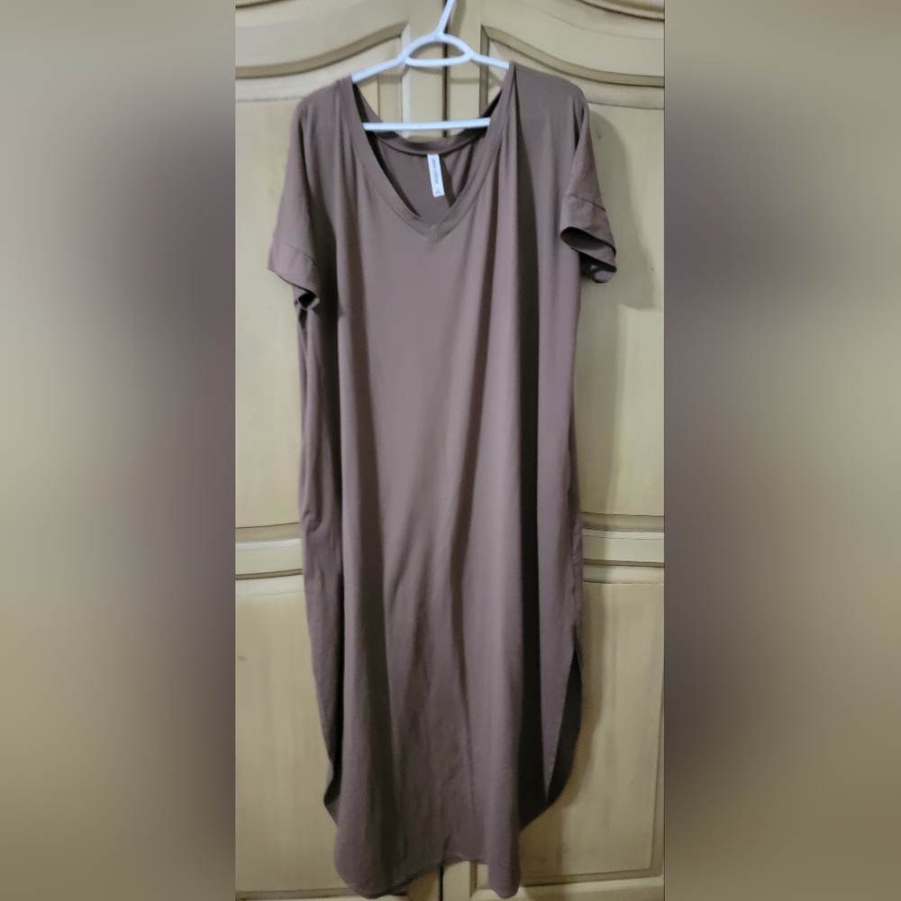 Zenana Outfitters, milk chocolate color, casual maxi dress, size 1X